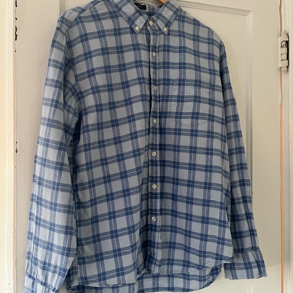 J. Crew Light Blue Checkered Men's Shirt